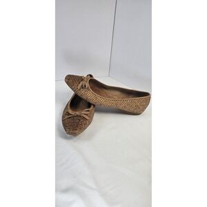 BORN Cork Upper Sz 7.5M Snake Print Tan Slip On Ballet Flats Shoes